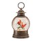Melrose LED Lighted Lantern Snow Globe with Cardinal Bird Couple - 8.25" - Bronze and Red